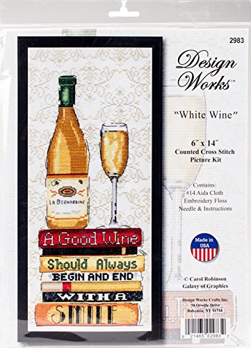 Design Works Kreuzstich-Kit Weißwein, Zählmuster, 15x36cm, Erwachsener, Unisex, Multifarbig, Faltbar: Nein von Design Works Crafts