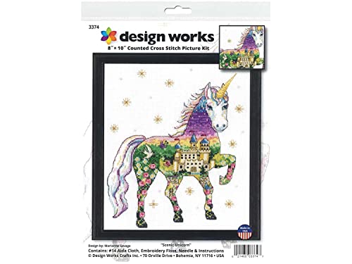 Kreuzstich Stickpackung Malerisches Einhorn, Zählmuster von Design Works Crafts
