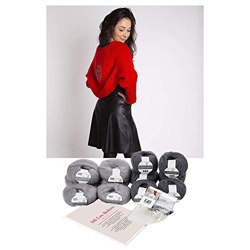 DesignEtte Mi Lee Bolero Strick-Set, Wolle, Grau, 35 x 25 x 15 cm von DesignEtte