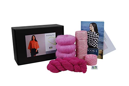 DesignEtte Strickset Beatrice Pullover Metallic Leinen Garn Super Kid Mohair Silk Blend Shetlands Wolle Pink Garn 2XL/3XL No-S-1819 von DesignEtte