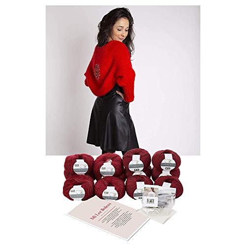 DesignEtte Strickset Mi Lee Bolero, 100% Reine Wolle, Superkid Mohair und Seidengarn, weißes Strickmuster Stufe 2, inkl. Garn, Musterbroschüre, Swarovski-Perlen, EIN Stück Leinen, XL/2XL/3XL DesignEtte Strickset Mi Lee Bolero, 100% Reine Wolle, Superkid Mohair und Seidengarn, weißes Strickmuster Stufe 2, inkl. Garn, Musterbroschüre, Swarovski-Perlen, EIN Stück Leinen, XL/2XL/3XL von DesignEtte