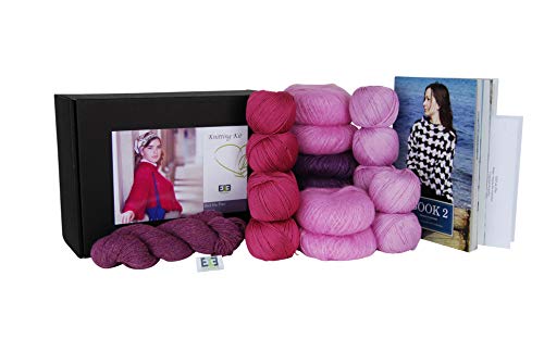 DesignEtte XS/S R/L Strickset Girl on Fire 100% merzerisierte ägyptische Baumwolle Superkid-Mohair-Seide und Shetland-Wolle-Mischung Größe S/M/Rose/Lavendel No-s-2719 von DesignEtte