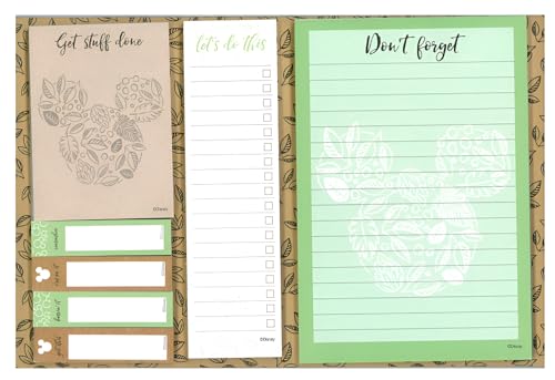 Mickey Mouse Schreibtischplaner mit Blumenmuster, mit To-Do-Liste, Haftnotizen, liniertem Block und Mini-Block von DesignGroup