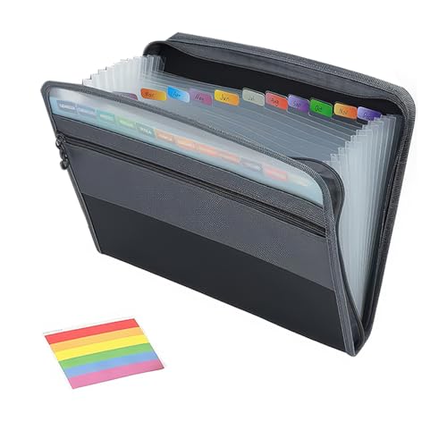 Fächermappe 13 Fächern Dokumententasche mit Reißverschluss a4 Expanding File Folder Organiser für Schecks Rechnungen Quittungen Tickets (Transparent, B6) von DesignHeim