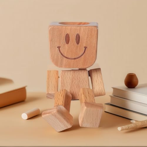 Wackelnder Holzmann lustige Wackelkopf-Autodekoration wackelnde Holzfiguren mit Füßen handgefertigte Wackel-Auto-Ornamente Actionfiguren, Schreibtisch-Ornamente, Geschenke für Männer, Büro von DesignHeim