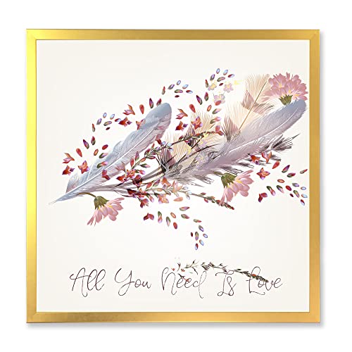DesignQ Gerahmtes Wandbild mit rosa Federn und Vogel "All You Need Is Love" DesignQ Gerahmtes Wandbild mit rosa Federn und Vogel "All You Need Is Love" von DesignQ
