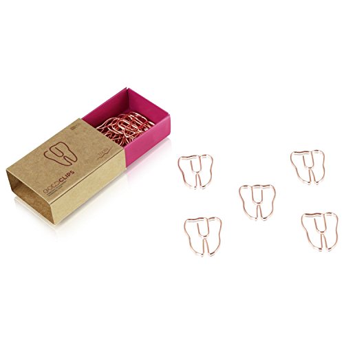 DESIGNMANUFAKTUR BERLIN GOLDCLIPS niedliche süße Deko Clips Büroklammern Heftklammern Lesezeichen Paperclip rose vergoldet in schöner Verpackung, Motiv Zahn/Tooth von Designmanufaktur