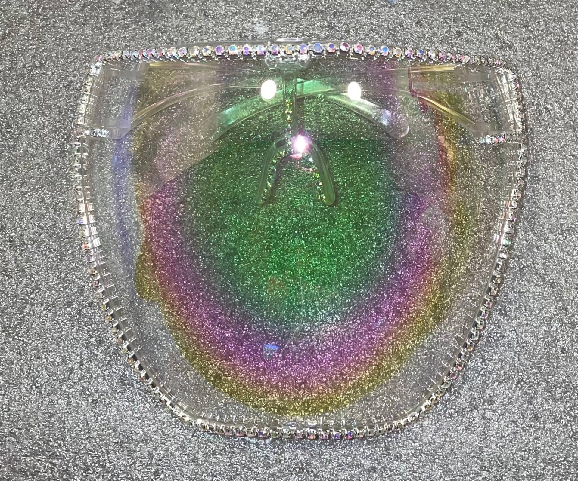 Gesichtsschutzschild Silbertönung Bling | Silber Stabil Geschwungene Passform Strass Anti-Fog Reflektierend Spiegel Gesichtsschutzschild Silbertönung Bling | Silber Stabil Geschwungene Passform Strass Anti-Fog Reflektierend Spiegel von DesignsByJMoB