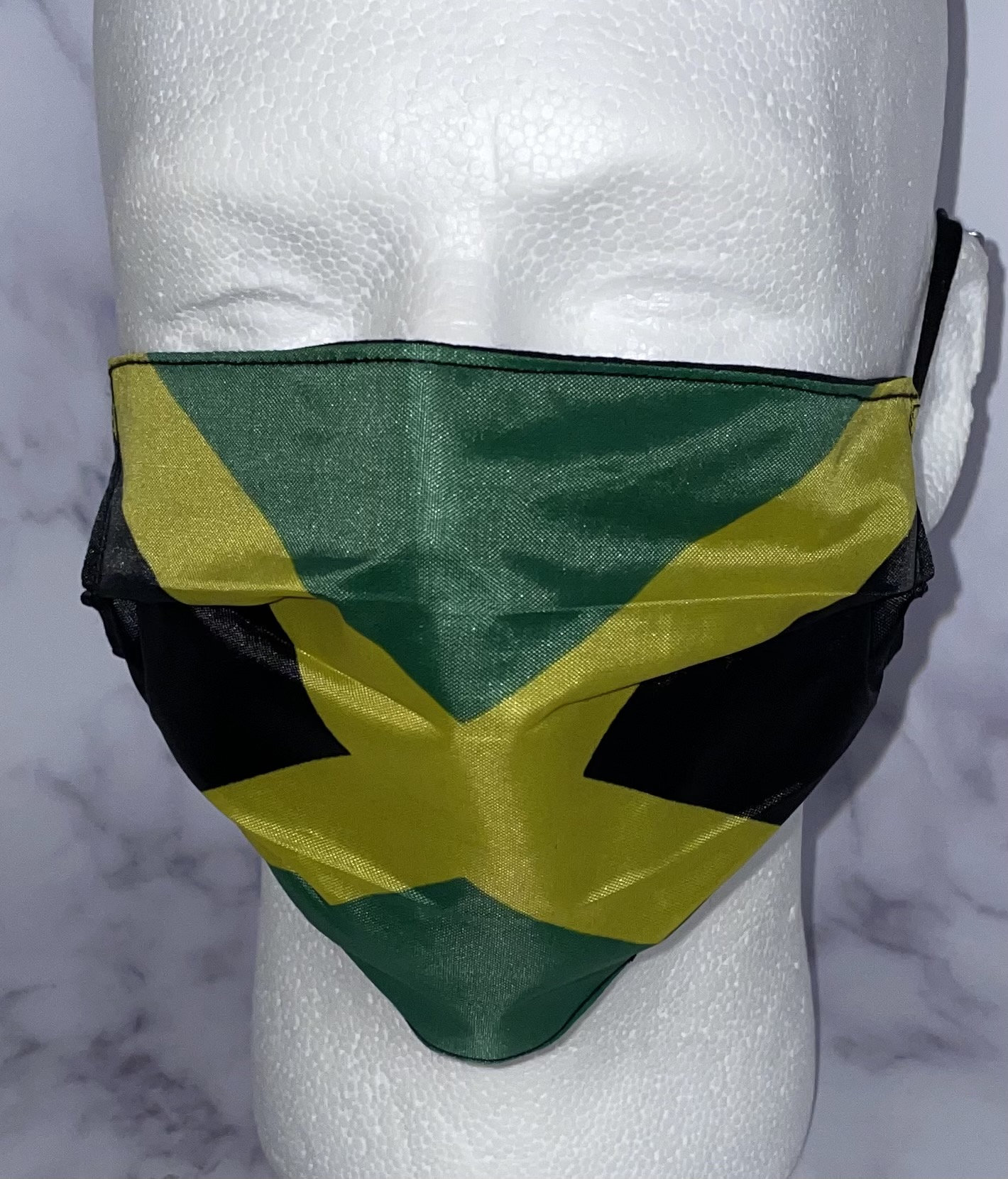 Nationalflaggen Gesichtsmaske | Jamaika | Karibik Erwachsenengröße Olympiade von DesignsByJMoB