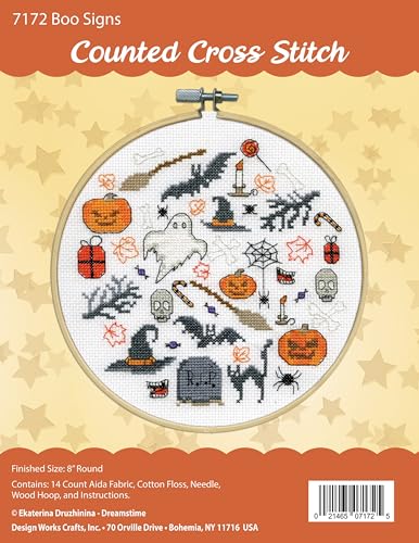 Design Works Crafts Kreuzstich Stickpackung mit Stickrahmen Boo-Zeichen, Zählmuster Design Works Crafts Kreuzstich Stickpackung mit Stickrahmen Boo-Zeichen, Zählmuster von Designworks Ink