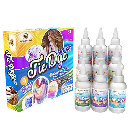 Desire Deluxe | Batik-Kit | 9 Farben zum Färben von Stoff und Kleidung, kreative Bastelspiele Tie Dye Kit, Batikfarben Aktivitäten für Kinder und Erwachsene[Exklusiv bei Amazon] von Desire Deluxe