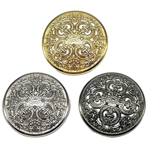 10 Stück hohle geschnitzte runde Knöpfe zum Nähen, geeignet für Jacken und Basteln (Silber, 18 mm) von Desiumite