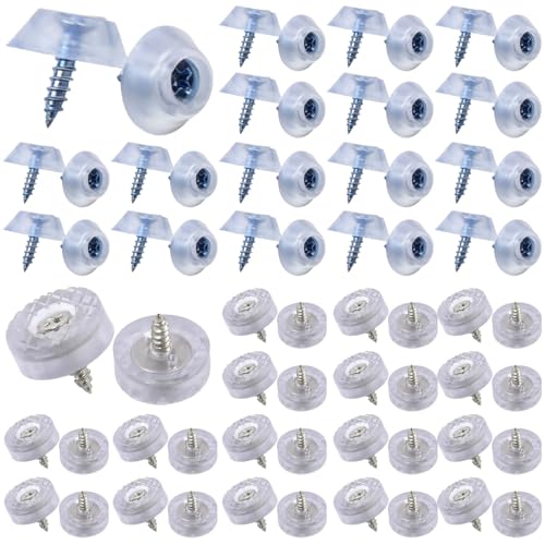 Deskium Transparente PVC-Schraubenabdeckungen mit Metallschrauben, rutschfeste Bodenschoner für Möbelbeine, gepolsterte Pads für Holzmöbelschutz, 100 Stück von Deskium