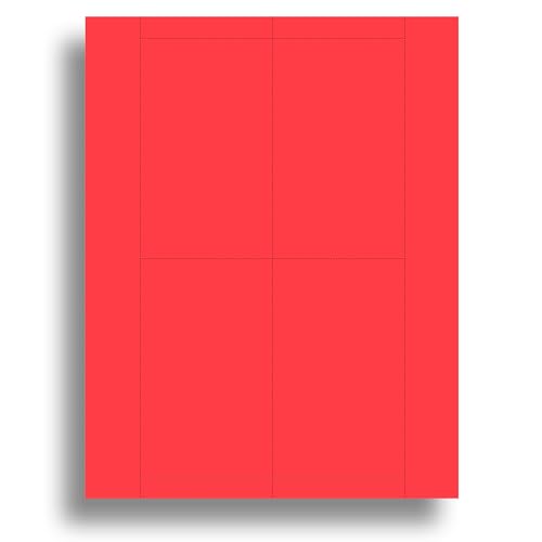 29,5 kg leuchtend rote bedruckbare Karteikarten 7,6 x 12,7 cm – Karteiblätter für Tintenstrahl- und Laserdrucker – perforierte Karten 4 pro Seite – 25 Blatt/100 Karteikarten von Desktop Publishing Supplies
