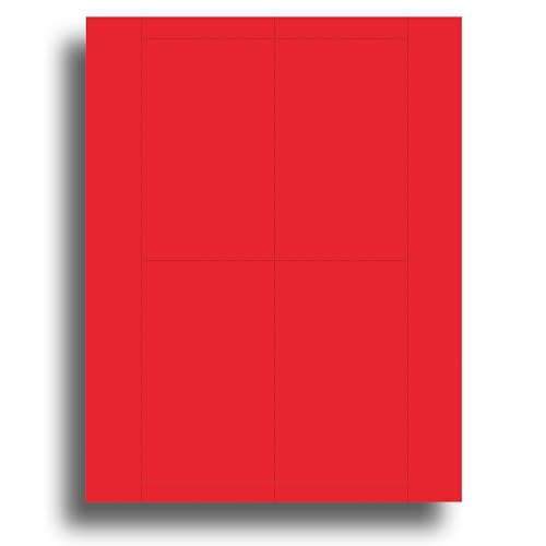 29,5 kg rot bedruckbare Karteikarten 7,6 x 12,7 cm – Karteiblätter für Tintenstrahl- und Laserdrucker – perforierte Karten 4 pro Seite – 25 Blatt/100 Karteikarten von Desktop Publishing Supplies