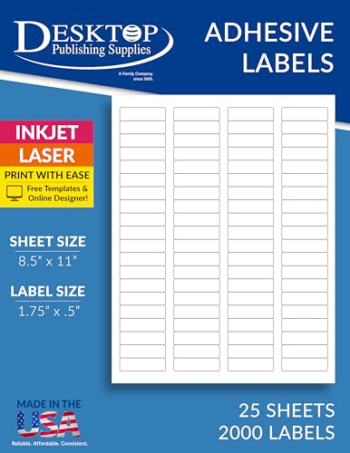 80up Adress-Etiketten, 4,5 x 1,27 cm, 25 Blatt/2000 Etiketten von Desktop Publishing Supplies