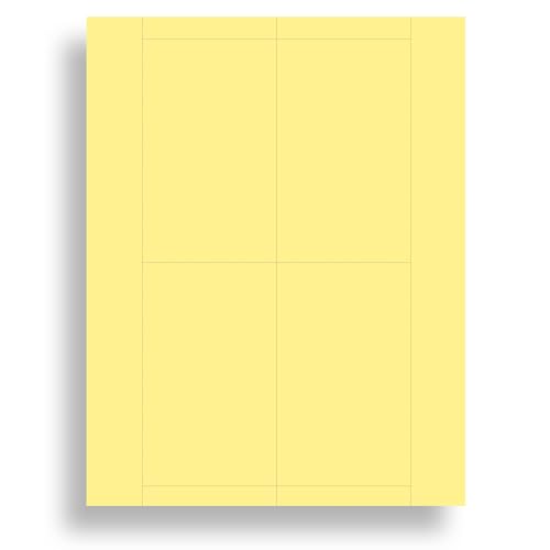 Karteikarten, einfarbig, gelb, bedruckbar, 7,6 x 12,7 cm, Karteikartenblätter für Tintenstrahl- und Laserdrucker, perforierte Karten, 4 pro Seite, 25 Blatt/100 Karteikarten von Desktop Publishing Supplies