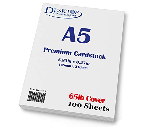 Premium-Karton, A5, 14,8 x 21 cm, Einband 176 g/m², Weiß 100 Sheets weiß von Desktop Publishing Supplies