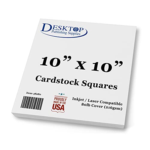 Weiße Karton-Quadrate – quadratisches Kartonpapier – dicker 36,3 kg Umschlag – für Spin Art Nachfüllen, Scrapbooking, Einladungen und Basteln (25,4 x 25,4 cm, 40 Stück) von Desktop Publishing Supplies