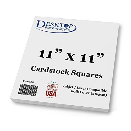 Weiße Karton-Quadrate – quadratisches Kartonpapier – dicker 36,3 kg Umschlag – für Spin Art Nachfüllpackung, Scrapbooking, Einladungen und Basteln (27,9 x 27,9 cm, 20 Stück) von Desktop Publishing Supplies