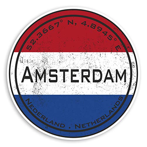2 x 10 cm Amsterdam Niederlande Vinyl-Aufkleber – Flagge Fun Sticker Gepäck #20335 (10 cm breit) von Destination Vinyl Ltd