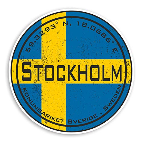 2 x 10 cm Stockholm Schweden Vinyl-Aufkleber – Flagge Reiseaufkleber Gepäck #20559 (10 cm breit) von Destination Vinyl Ltd