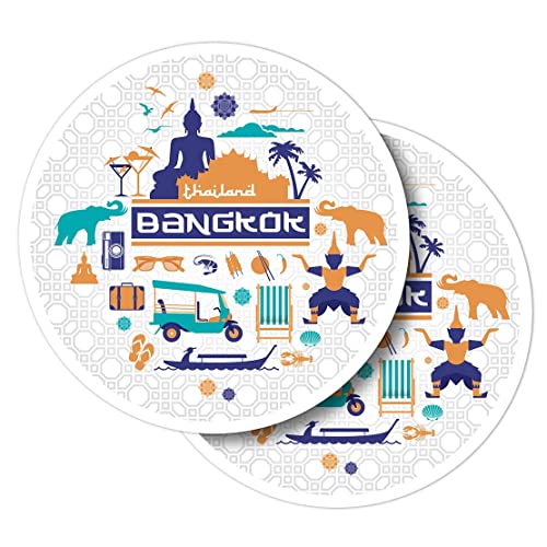 Vinyl-Aufkleber, rund, 10 cm, Bangkok Thailand, Reise-Design, Illustration für Laptops, Tablets, Gepäck, Scrapbooking, Kühlschränke #58823 Vinyl-Aufkleber, rund, 10 cm, Bangkok Thailand, Reise-Design, Illustration für Laptops, Tablets, Gepäck, Scrapbooking, Kühlschränke #58823 von Destination Vinyl ltd