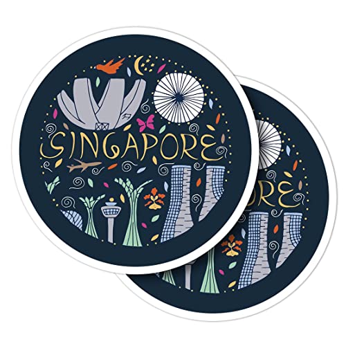 Vinyl-Aufkleber, rund, 10 cm, Singapur, Malaysia, Asien, Reise-Laptops, Tablets, Gepäck, Scrapbooking, Kühlschrank, #58825, 2 Stück Vinyl-Aufkleber, rund, 10 cm, Singapur, Malaysia, Asien, Reise-Laptops, Tablets, Gepäck, Scrapbooking, Kühlschrank, #58825, 2 Stück von Destination Vinyl ltd