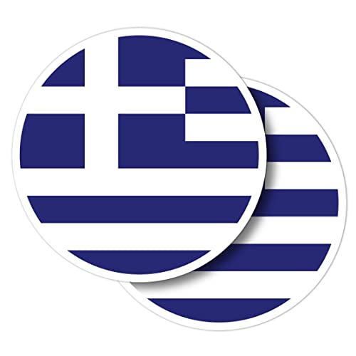 Vinyl-Aufkleber, rund, 10 cm, traditionelle griechische Flagge Griechenland, für Laptops, Tablets, Gepäck, Scrapbooking, Kühlschränke #56125, 2 Stück Vinyl-Aufkleber, rund, 10 cm, traditionelle griechische Flagge Griechenland, für Laptops, Tablets, Gepäck, Scrapbooking, Kühlschränke #56125, 2 Stück von Destination Vinyl Ltd