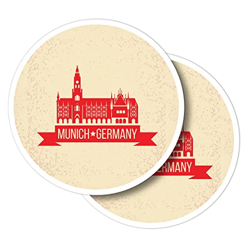 Vinyl Aufkleber rund (2er Set) 10cm - München Deutschland München Deutschland für Laptops, Tablets, Gepäck, Scrapbooking, Kühlschrank #58842 von Destination Vinyl Ltd