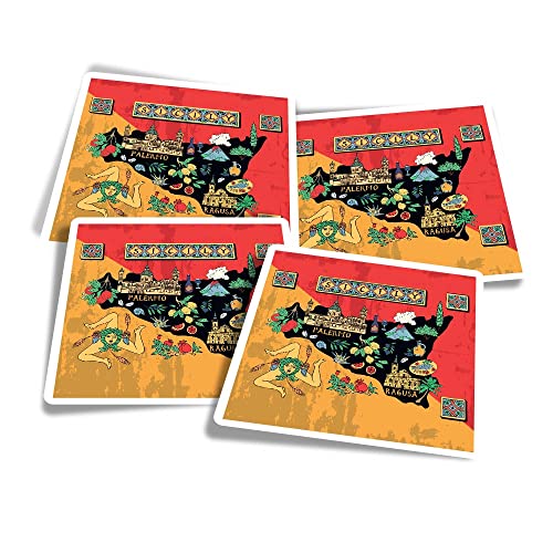 Vinyl-Aufkleber, quadratisch, 10 cm, Sizilien-Ragusa, Reisekarte, Urlaubsspaß für Laptops, Tablets, Gepäck, Scrapbooking, Kühlschränke #58802, 4 Stück Vinyl-Aufkleber, quadratisch, 10 cm, Sizilien-Ragusa, Reisekarte, Urlaubsspaß für Laptops, Tablets, Gepäck, Scrapbooking, Kühlschränke #58802, 4 Stück von Destination Vinyl ltd