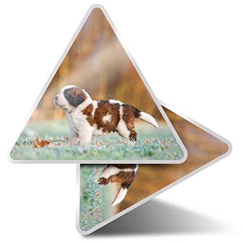 2 x Dreieck-Aufkleber 10 cm – Flauschiger Bernhardiner-Welpe Hund Haustier Fun Decals für Laptops, Tablets, Gepäck, Scrapbooking, Kühlschrank #24134 von Destination