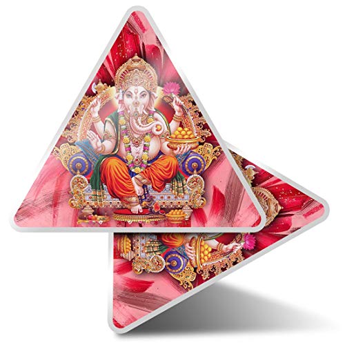2 x Dreieck-Aufkleber 10 cm – Hindu-Lord Ganesha, indisches Indien, lustige Aufkleber für Laptops, Tablets, Gepäck, Scrapbooking, Kühlschränke #21688 von rusepin