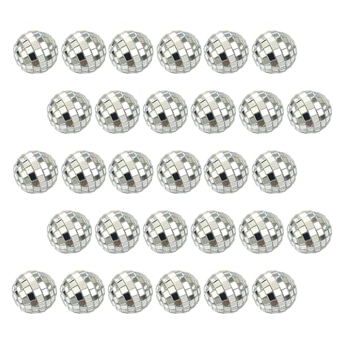 Desuibao 30 Stück Disco Spiegel Ball 3cm, Disco Kugel Deko, Disco Ball Cake Toppers, Kleine Cupcake Discokugeln Deko Torte, Mini Discokugel Spiegelkugel, Weihnachtsbaum 70er Jahre Disco Party Zubehör von Desuibao