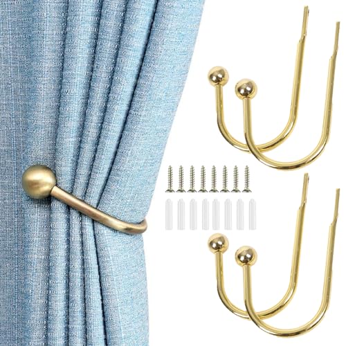 Desuibao Vorhanghalter, Wandhalterung, Metall-Raffhalter, Fensterbehandlung, Dekorative Vorhanghalter für Wand, Vorhang-Raffhalter, Seitenhaken, Goldfarben, 4 Stück Desuibao Vorhanghalter, Wandhalterung, Metall-Raffhalter, Fensterbehandlung, Dekorative Vorhanghalter für Wand, Vorhang-Raffhalter, Seitenhaken, Goldfarben, 4 Stück von Desuibao