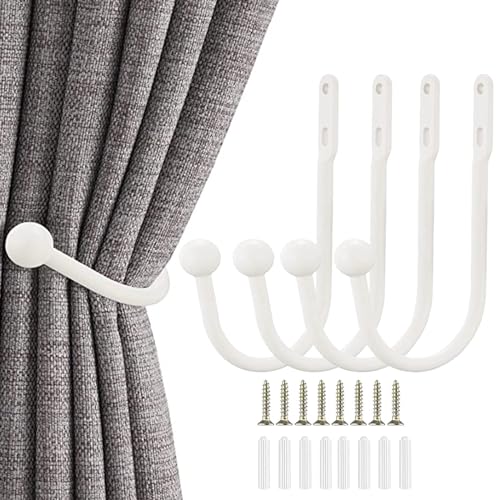 Desuibao Vorhanghalter, Wandhalterung, Metall-Raffhalter, Fensterbehandlung, Dekorative Vorhanghalter für Wand, Vorhang-Raffhalter, Seitenhaken, Weiß, 4 Stück Desuibao Vorhanghalter, Wandhalterung, Metall-Raffhalter, Fensterbehandlung, Dekorative Vorhanghalter für Wand, Vorhang-Raffhalter, Seitenhaken, Weiß, 4 Stück von Desuibao