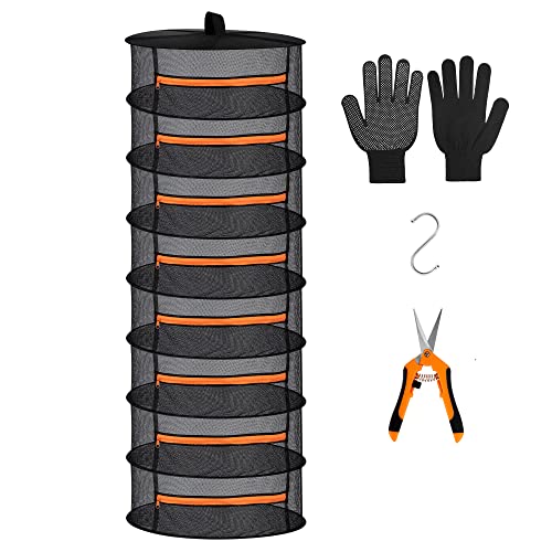 Desy & Feeci 8-lagiges Netz-Abtropfgestell zum Aufhängen von Kräutern, Trockennetz mit orangefarbenen Reißverschlüssen Desy & Feeci 8-lagiges Netz-Abtropfgestell zum Aufhängen von Kräutern, Trockennetz mit orangefarbenen Reißverschlüssen von Desy & Feeci