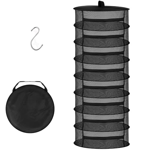 Desy & Feeci Tockennetz Kräuter 8-lagiger Hängendes Kräuter Trockengestell Trockennetz mit Reißverschlüssen, Schwarz, 60x160cm von Desy & Feeci