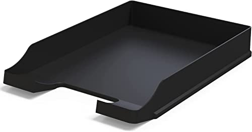 10er Set Briefablage DIN A4 Schwarz - Ablagefächer stapelbar - Dokumentenablagen - Stapelbarer Schreibtisch-Organisator - Büroablage aus Kunststoff - Papierablagehalter - Postkörbe - 35x25x5,2 cm von Detectalia