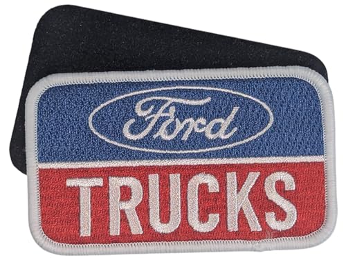 Bestickter Aufnäher mit Ford Trucks-Logo, hergestellt in den USA, zum Aufbügeln oder Aufbügeln, Rot, Weiß, Blau, Köper, DIY-Ausrüstung und Kleidung, 2-teilig von Detroit Shirt Company