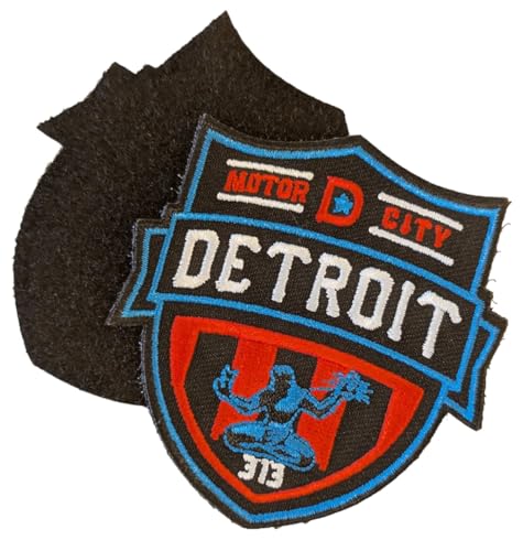 Detroit Shield Aufnäher mit Klettverschluss, bestickt, 7,6 cm breit x 7,6 cm hoch, 2 Stück von Detroit Shirt Company