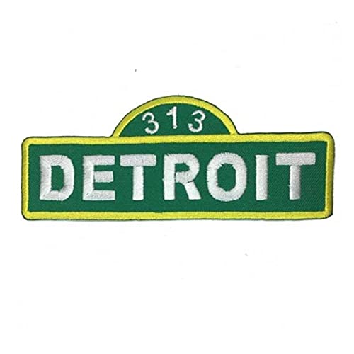 Detroit Straßenschild, 100 % Stickerei, Patch zum Aufbügeln oder Aufnähen, bestickt, 11,4 x 4,6 cm von Detroit Shirt Company