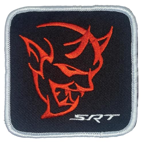 Dodge Demon SRT Aufnäher mit rotem Logo, bestickt, 7,6 x 7,6 cm, Heißsiegel-Aufnäher für Kleidung, Jeansjacke, schwarzen Rucksack, Hut, Jacken und mehr Dodge Demon SRT Aufnäher mit rotem Logo, bestickt, 7,6 x 7,6 cm, Heißsiegel-Aufnäher für Kleidung, Jeansjacke, schwarzen Rucksack, Hut, Jacken und mehr von Detroit Shirt Company