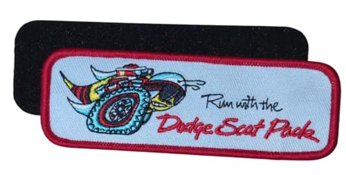 Dodge Run with The Scat Pack bestickter Aufnäher, 11,4 x 3,8 cm, Stick-und-Loop-Flicken für Kleidung, Jeansjacke, Rucksack, Hut und mehr von Detroit Shirt Company