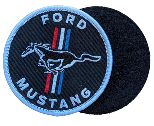 Ford Mustang Logo Kreis bestickter Aufnäher 7,6 cm rund | Stich-Aufnäher mit Klettverschluss für Kleidung, Jeansjacke, Rucksack, Hut und mehr von Detroit Shirt Company