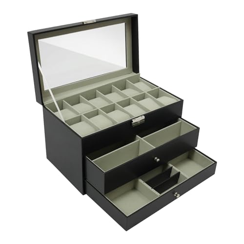 Dettchan Schwarz Schmuckkästchen, Desktop-Schmuckschrank Uhrenschatulle Schmuckschatulle, für Schlafzimmer Wohnzimmer Ankleidezimmer 33.5 * 19.4 * 20.5cm Dettchan Schwarz Schmuckkästchen, Desktop-Schmuckschrank Uhrenschatulle Schmuckschatulle, für Schlafzimmer Wohnzimmer Ankleidezimmer 33.5 * 19.4 * 20.5cm von Dettchan