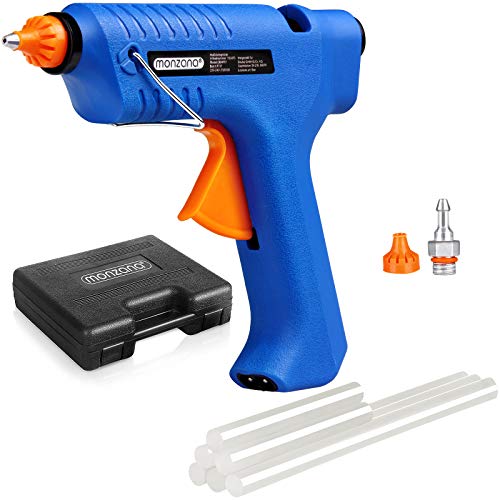 DEUBA® Heißklebepistole kabellos inkl. Ladestation und Koffer 6 Klebesticks 2 Zusatzdüsen 80 Watt Klebepistole von Deuba