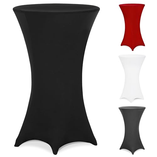 Deuba® Stehtisch Hussen 80-85cm Schwarz Rund Verstärkter Fußbereich Waschbar Ø 60-65/70-75/80-85 cm Viele Farben Stehtischhusse Stretch Überzug Party von Deuba