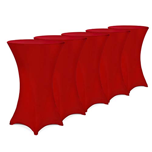 Deuba® 5X Stehtisch Hussen Ø 60-65/70-75/80-85cm Viele Farben 30°C Waschbar Verstärkte Standfüße Stehtischhusse Überzug Stretch (Ø 70-75cm, Rot) von Deuba