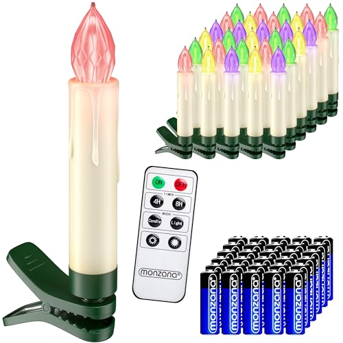 Deuba LED Weihnachtsbaumkerzen Kabellos 30er Set Bunt mit Batterie Timer Christbaumkerzen Tannenbaumkerzen Lichterkette Weihnachtsbaum Beleuchtung von Deuba